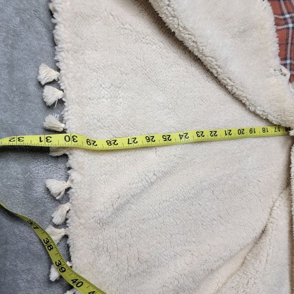 Easel Soft Sherpa Lined Orange Plaid Vest  Womens Size Large Cozy Warm‎ - Picture 7 of 8